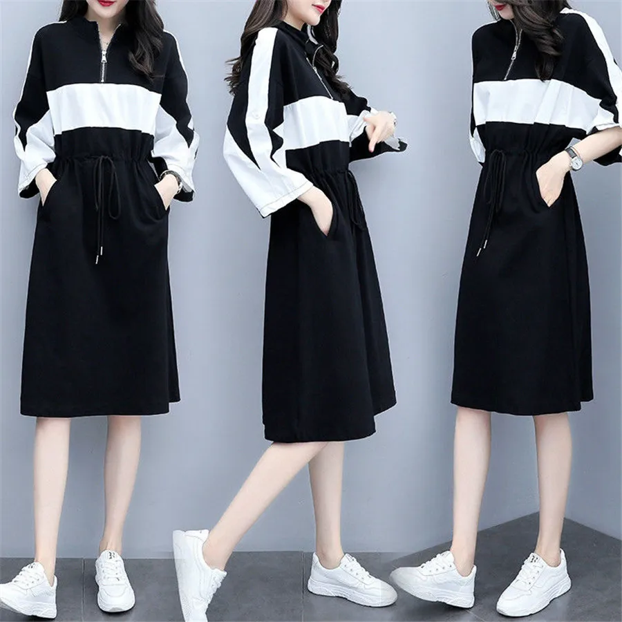 

Spring Long Sleeve Blouse Shirt Dress With Belt Women Oversized Midi Dress Retro Tunic Casual Office Work Vestidos Plus Size 5XL