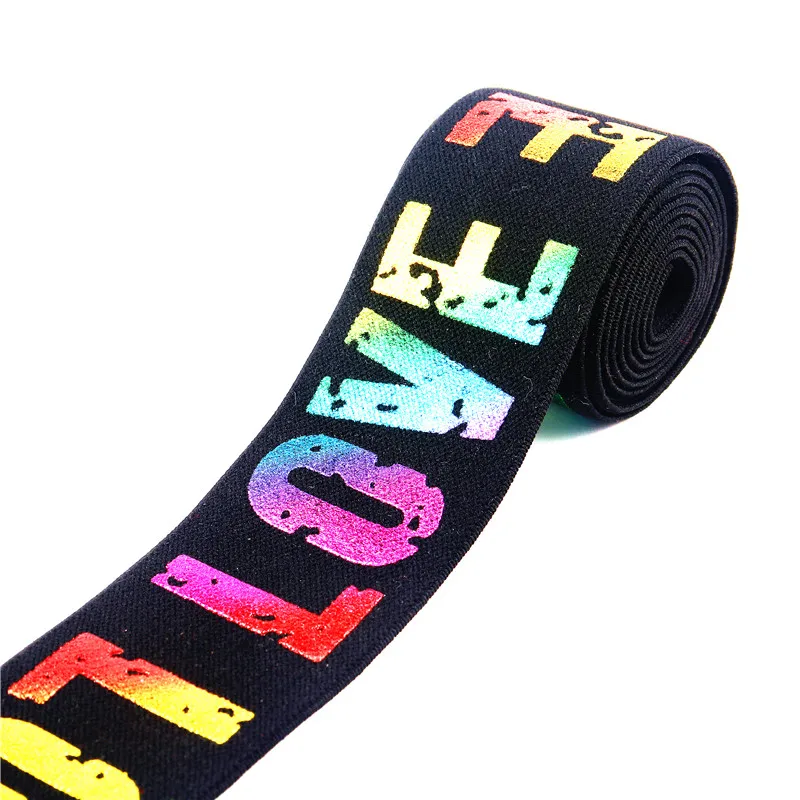 2/2.5/3/4cm Printed LOVE Elastic Band Rubber Webbing Classic Pattern Letter Love Elastic Belt for Sewing Accessories Supplies 1M