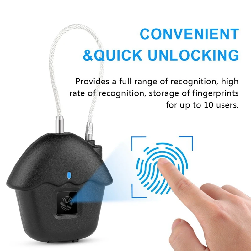 Smart Keyless Fingerprint Padlock for Door Luggage Case Anti-Theft Lock Security with USB Recharging Battery IP65 Waterproof