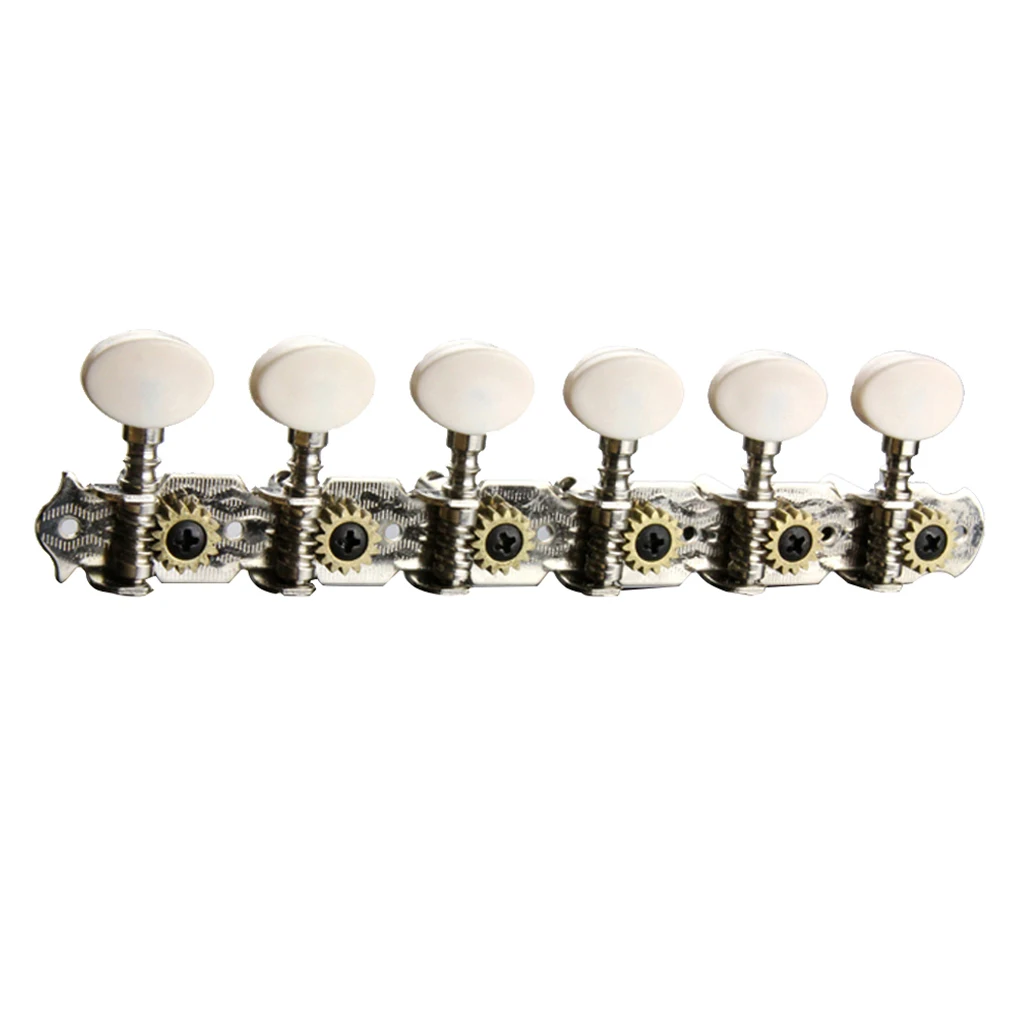 Silver 12-String Acoustic Guitar Machine Heads Knobs Guitar String Tuning Peg Tuner (6 for Right)