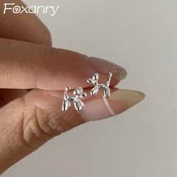 FOXANRY Silver Color Cute Dogs Stud Earrings for Women Couples New Fashion Creative Cartoon Earring Birthday Jewelry Gift