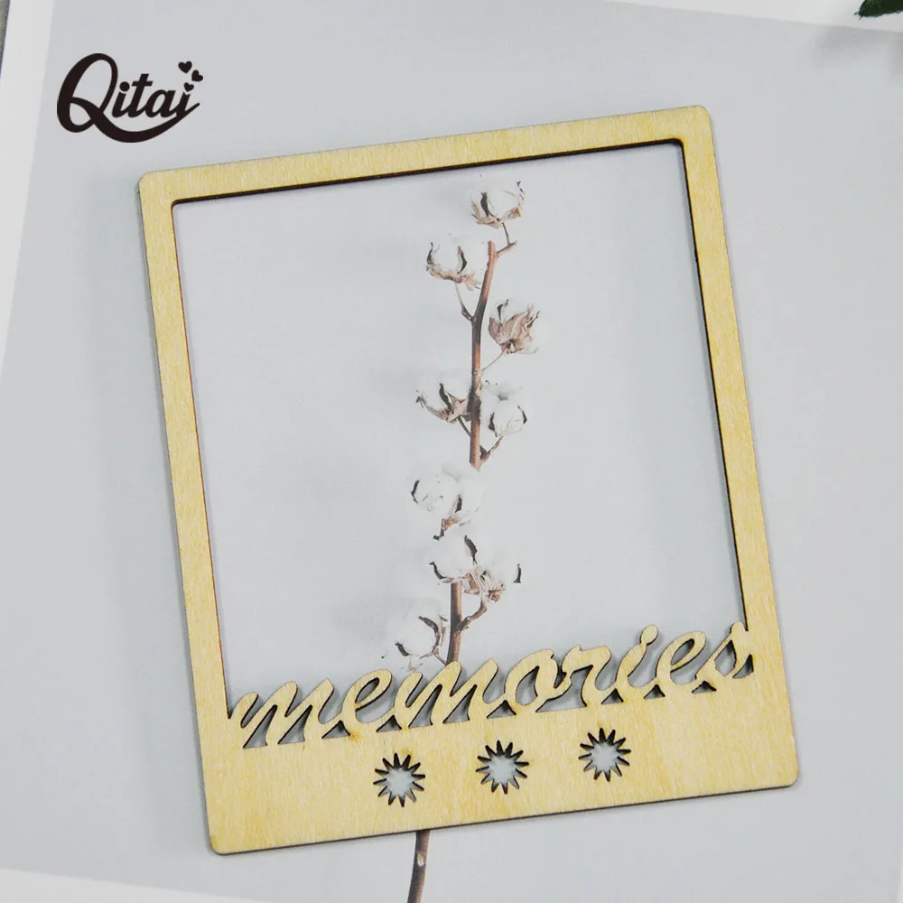 QITAI drewno miłość pamięci drewniane ramka na zdjęcia ramki 2 style 12 sztuk/zestaw Craft Handmade Home Decoration pamięci Scrapbooking karty DIY