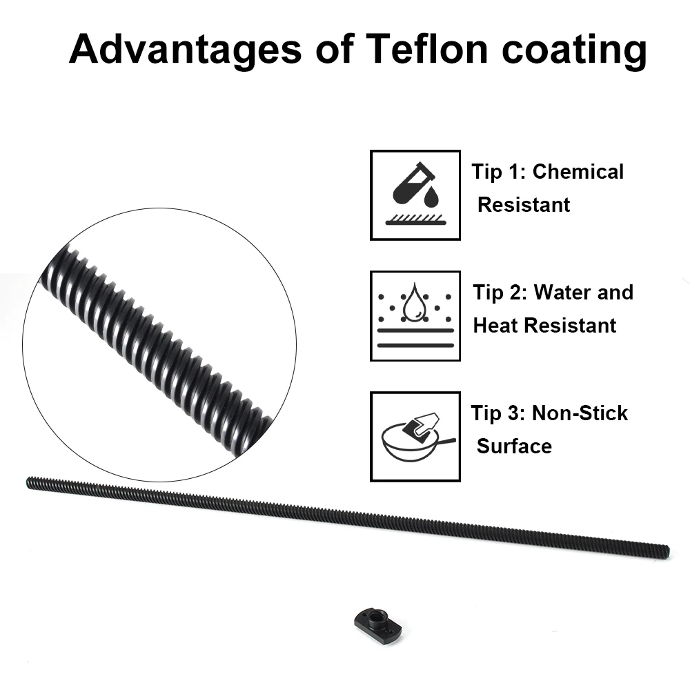 T8 PTFE Teflonto Lead Screw 2mm/8mm With POM Nut For Ender3 Ender3 pro Ender3 V2 Ender5 Sidewinder X1 VORON 3D Printer Parts