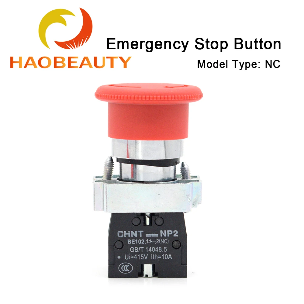 

HAOBEAUTY Emergency Stop Button NC Rated Current 10A AC15 240V-3A for CO2 Laser Engraving Cutting Machine