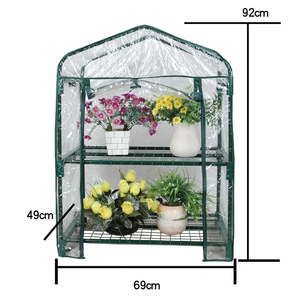 PVC Warm Garden Tier Mini Household Plant Greenhouse Cover Waterproof Anti-UV Protect Garden Plants Flowers (without Iron Stand)