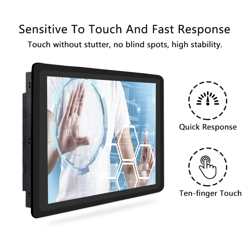 Industrial LCD Display Monitor Capacitive Touch Screen for Win10 Tablet VGA  Desktop Wall mount Embedded installation