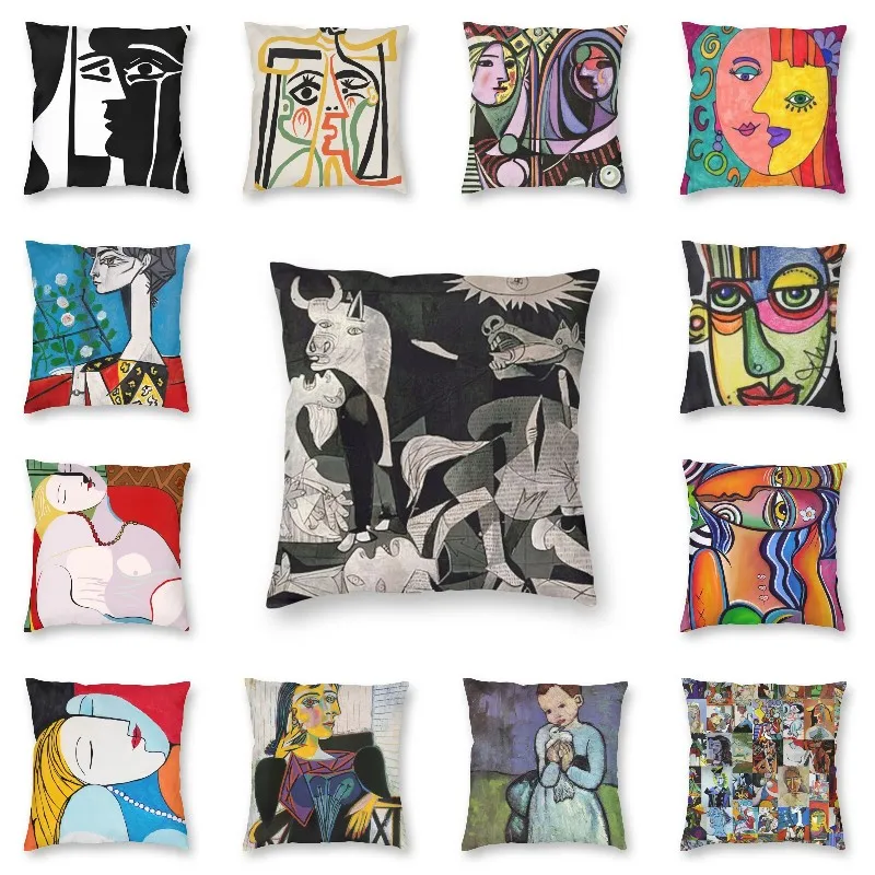 Pablo Picasso Famous Painting Square Throw Pillow Case Decoration Guernica Women Abstract Art Cushion Cover for Living Room Sofa