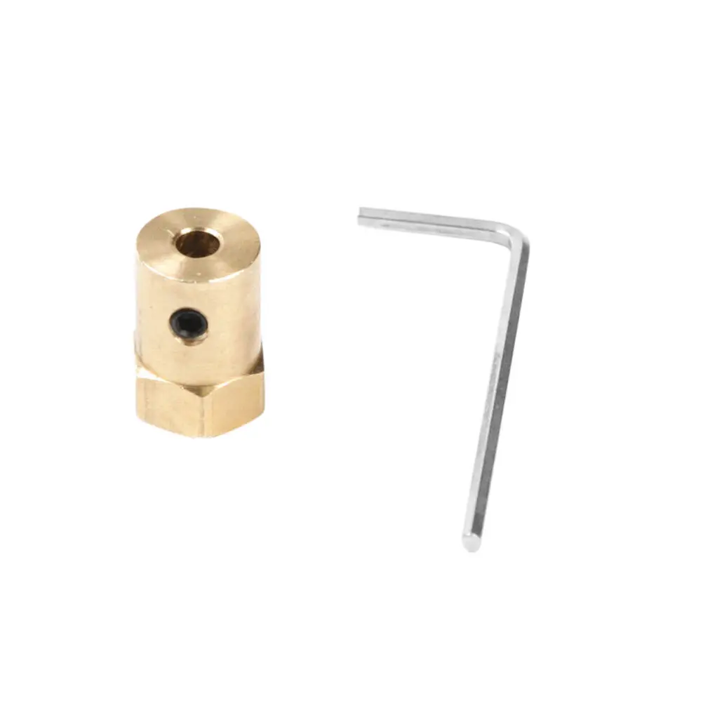 3Mm/4Mm/5Mm/6Mm/7Mm/8Mm Hex ตัวเชื่อมต่อทองเหลืองยืดหยุ่นเพลามอเตอร์ Coupling สกรูประแจ