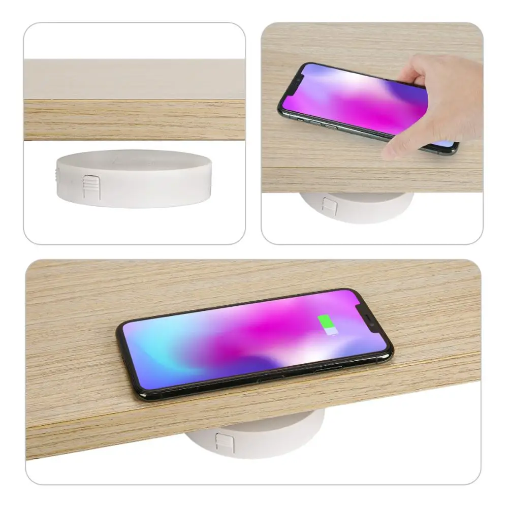 Magnetic QI Wireless Charger Invisible Wireless Charging Long Distance Table Charger Furniture Desk Embedded with Fan For iphone