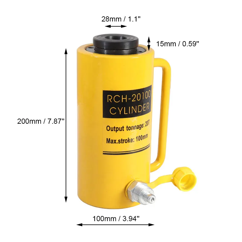 1Set Hollow Hydraulic Cylinder RCH-20100 Output 20 Tons Stroke 100mm with Mini Electric Hydraulic Pump QQ-700