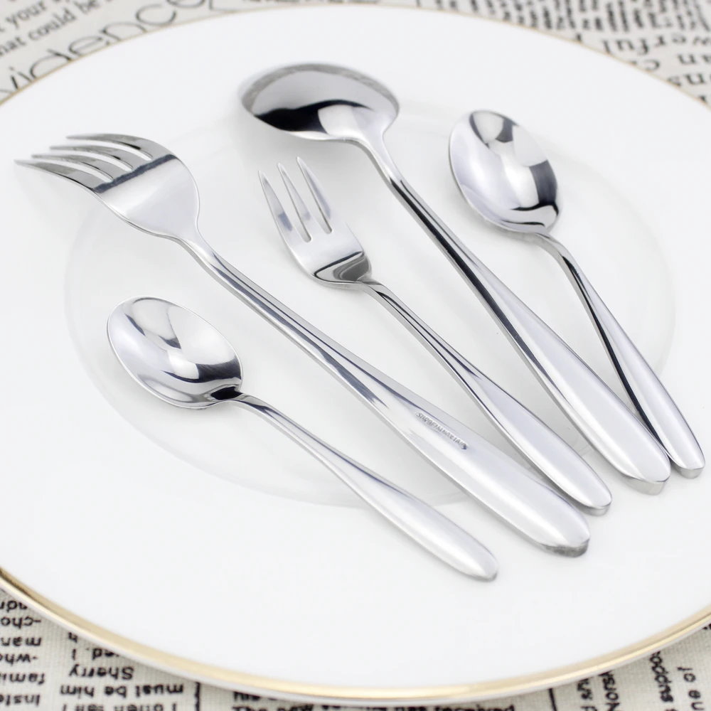 LUCF Brief Fashion 6 In 1 Cutlery Set Mirror Stainless Steel Flatware Dessert Fork Coffee Spoon Elegant Thick Utensil Dinnerware