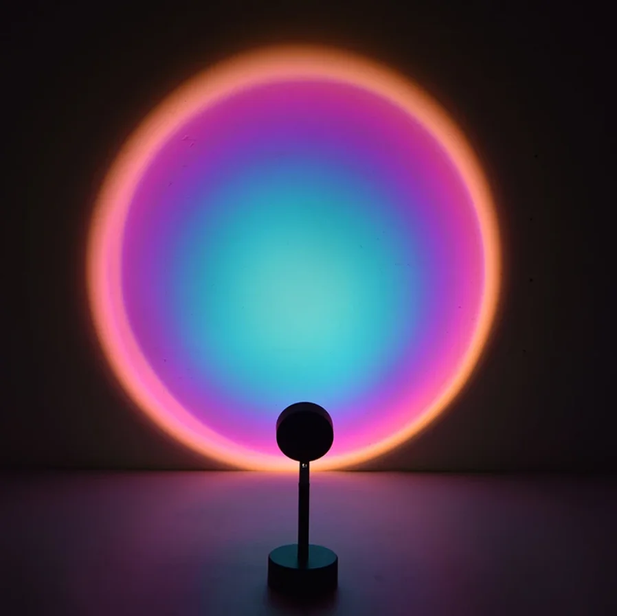 USB Sunset สีแดงสายรุ้งโปรเจคเตอร์ Led Night Light โปรเจคเตอร์โคมไฟสำหรับห้องนอนบาร์ร้านกาแฟผนังตกแต่ง