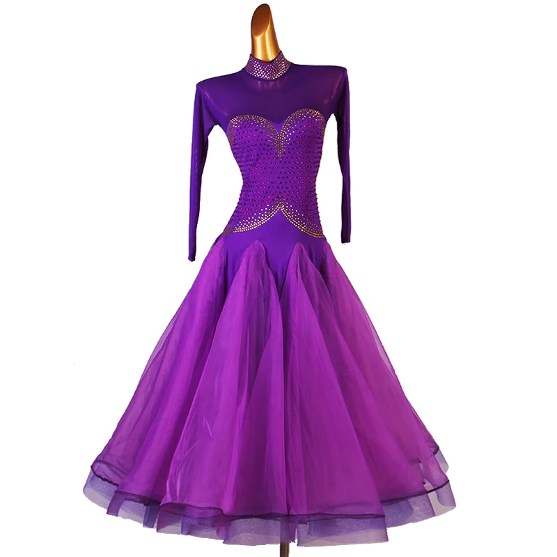 standard ballroom dress purple Women Waltz Ballroom Dress ballroom dress competition mq288