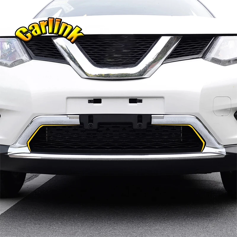 For Nissan X-Trail XTrail T32 Rogue 2014 2015 2016 ABS Chrome Front Bumper Grille Grill Cover Trim Car Styling Accessories 2pcs