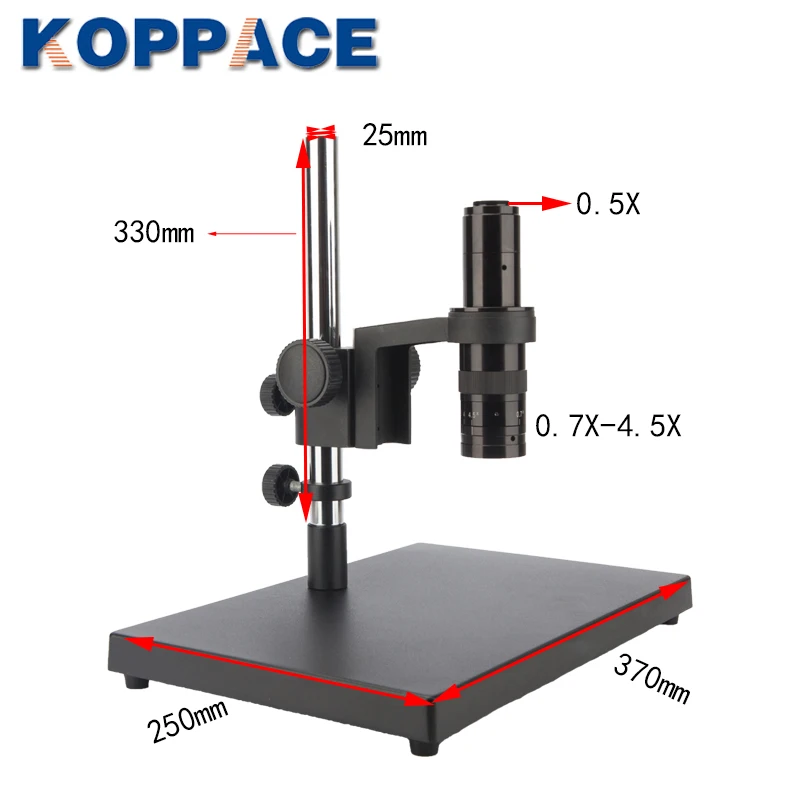 KOPPACE 30X-200X Large Platform Microscope Column Diameter 25mm Lens Size 50mm Including Focus Bracket Base Plate Size 370x250mm