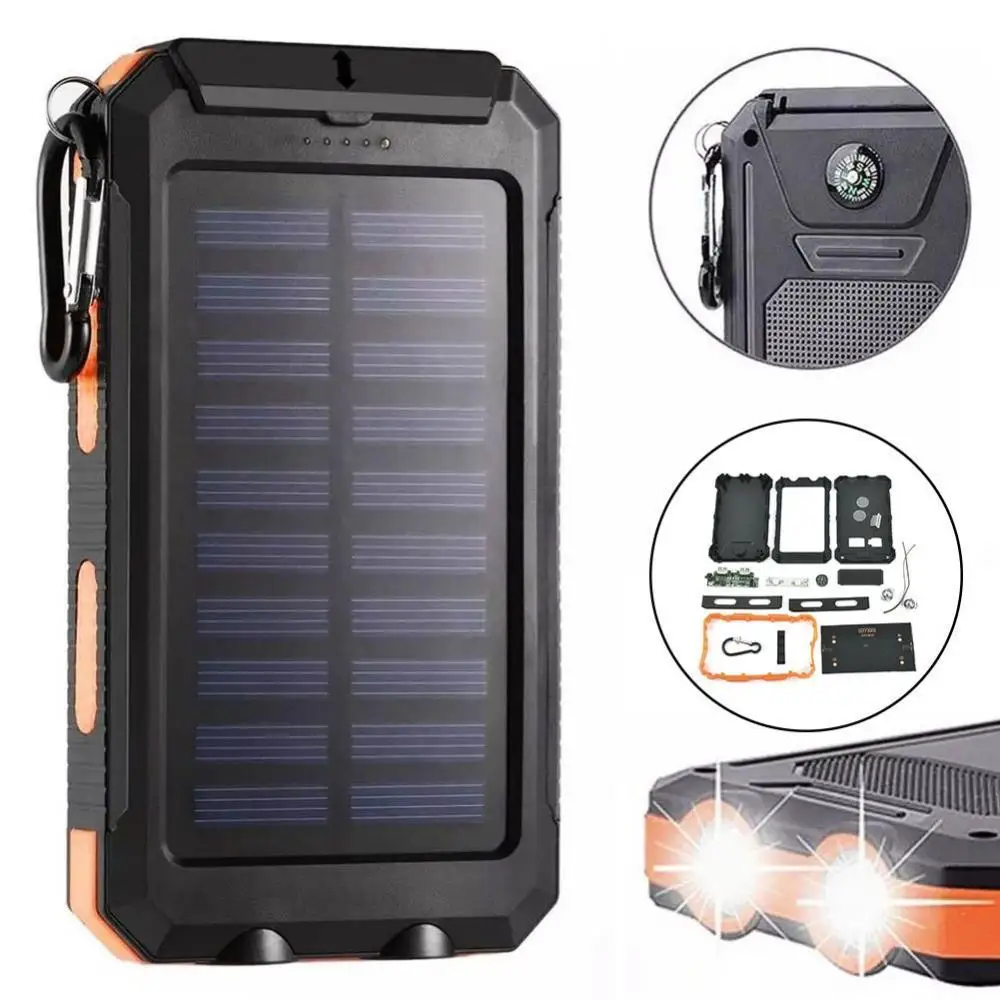 

50% Hot Sales Dual USB DIY Solar Power Bank Case Kits Battery Charger External Box Flashlight Not Including The Cell