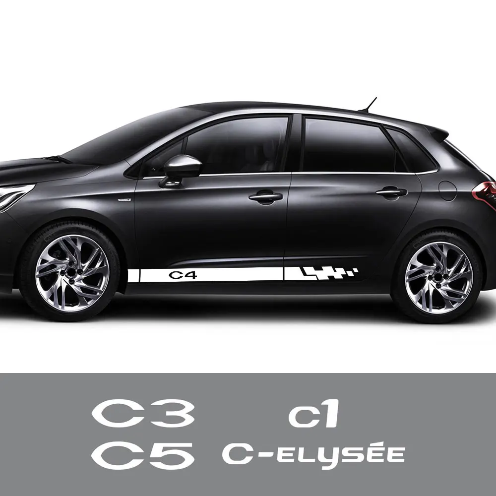 2PCS Car Door Side Stickers For Citroen C1 C3 C4 CACTUS Picasso C5 C6 Sport C-ELYSEE VTS Auto Accessories Vinyl Film Decals