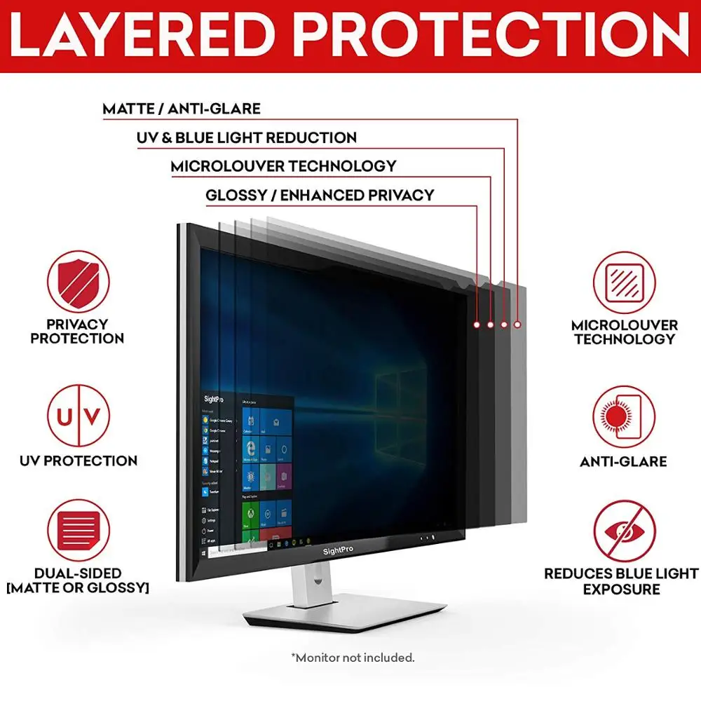 23.8 inch (527mm*297mm) Privacy Filter Anti-Glare LCD Screen Protective film For 16:9 Widescreen Computer Notebook PC Monitors