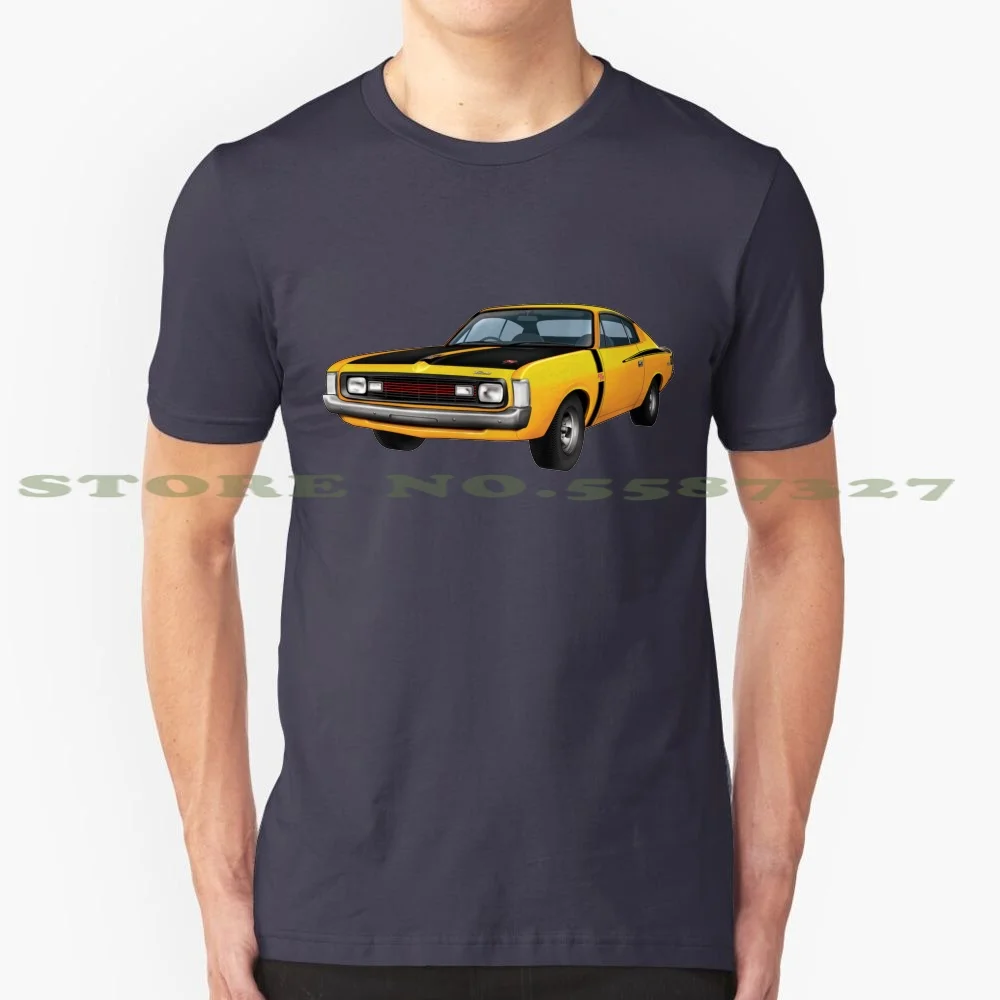 Chrysler Valiant Vh Charger-Yellow 100% Cotton T-Shirt Hey Charger Mopar E38 E49 Retro Muscle Car Seventies And Auto