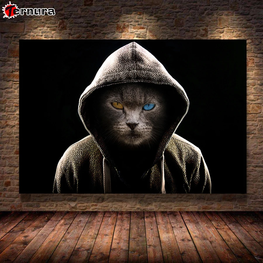 Cat Man with Domineering Eyes DIY Diamond Painting 5D rhinestone Cross Stitch Diamond Art Embroidery Mosaic Handmade Home Decor