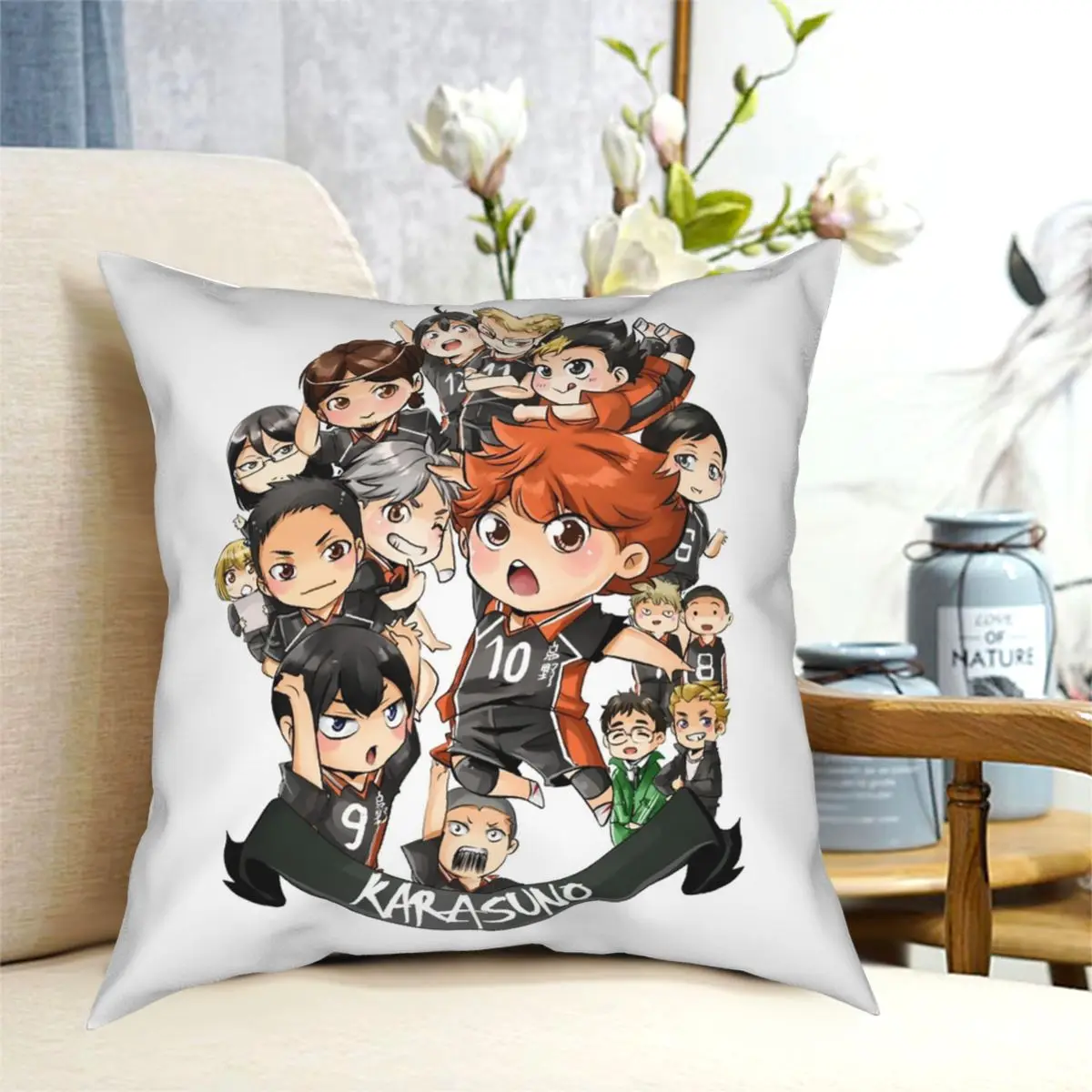 Команда Karasuno Haikyuu квадратная Подушка Чехол с принтом на молнии декор домашняя Подушка Чехол