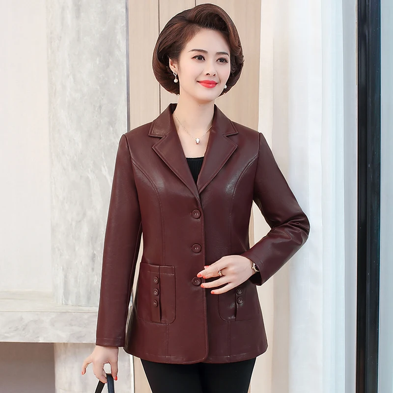 

Jacket 2020 New Women's Spring Autumn Pu Coat Plus Size Faux Leather Jackets Women Abrigo Mujer 1722--92