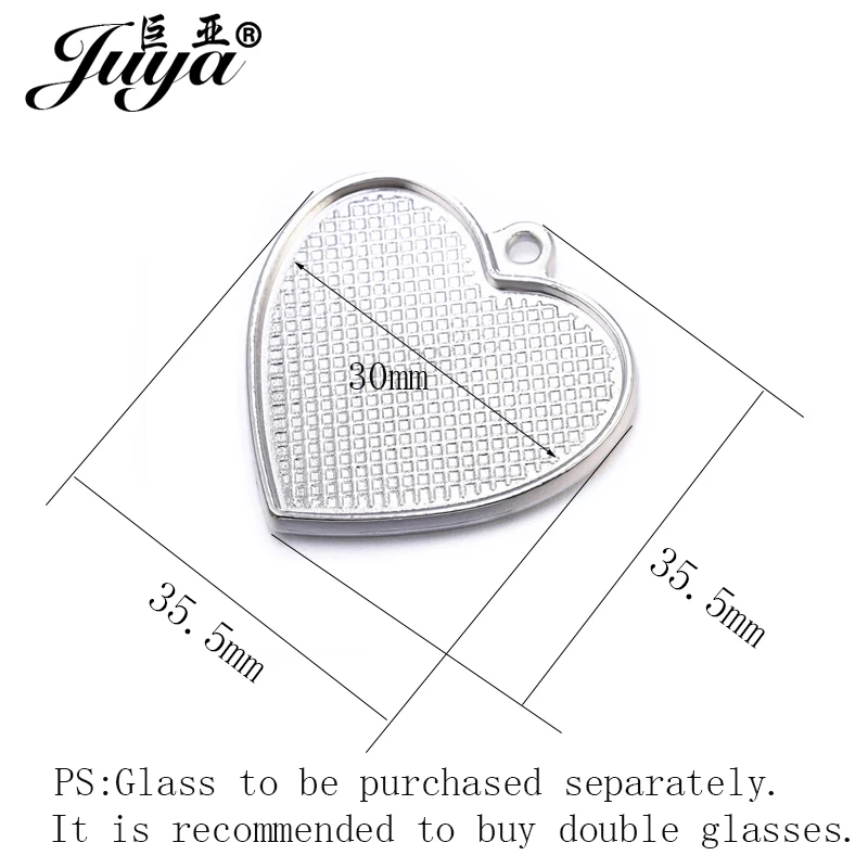 10 Stück doppelseitige 30 mm Herz-Cabochon-Basisfassung, Schmuckherstellung, Zubehör für DIY handgefertigte Anhänger-Halsketten-Schlüsselanhänger-Ergebnisse – Detail 1