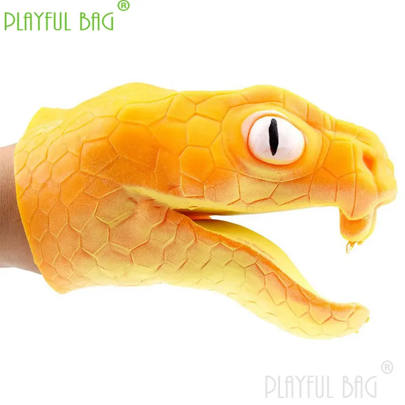 TPR environmental protection plastic orange poisonous snake hand doll glove toy story telling Scary Halloween doll props wd09