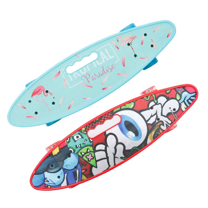 Portable Skate Board Flamingo Cruiser Fish skateboard Professional Fish Board Flash Four Wheels Single Rocker Penny Skateboard