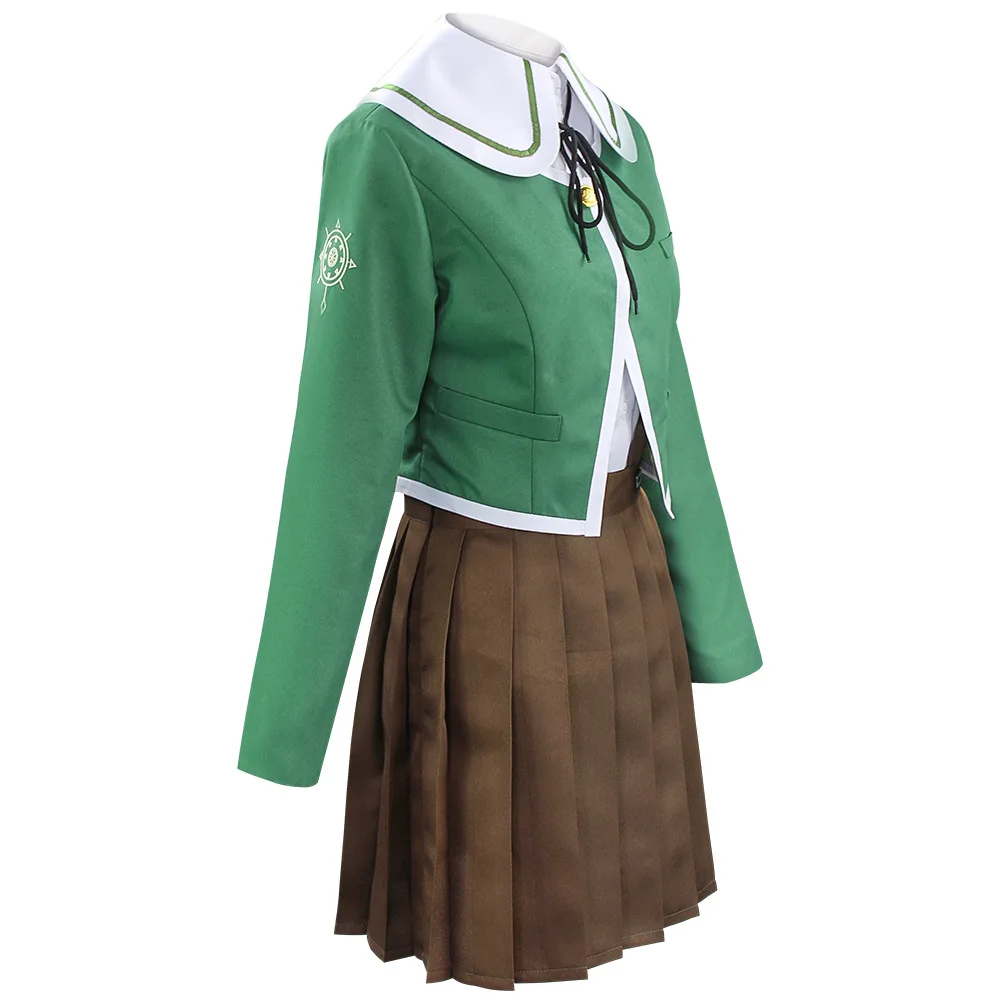 Anime Danganronpa Cosplay Costume  Chihiro Fujisaki Uniform Dangan Ronpa Cafe Work Clothes Strap Dress Wig Outfit Sets