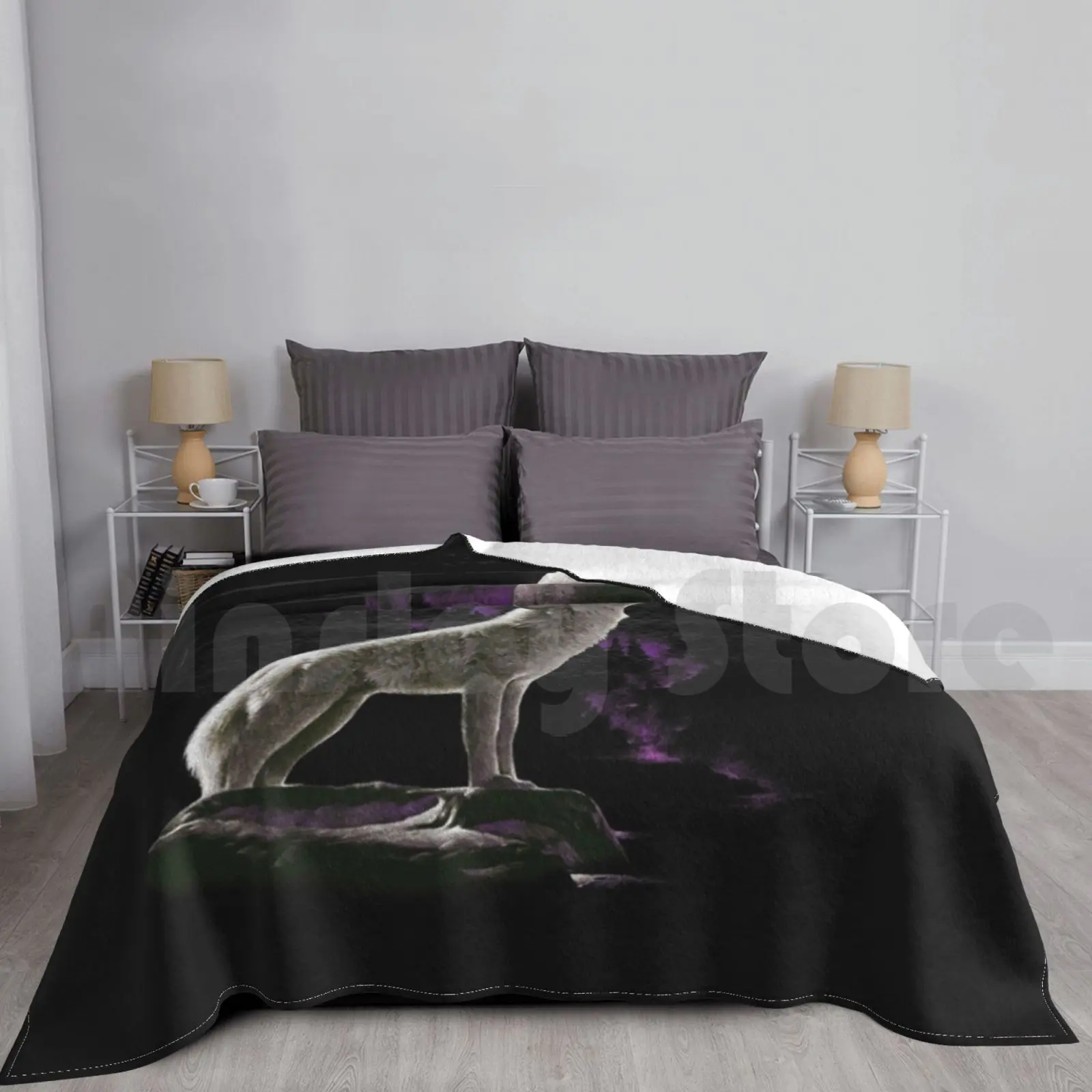 

Wolf Howl Blanket Super Soft Warm Light Thin Wolves Howl Realistic Drawing Wolf Canine Animals Realistic