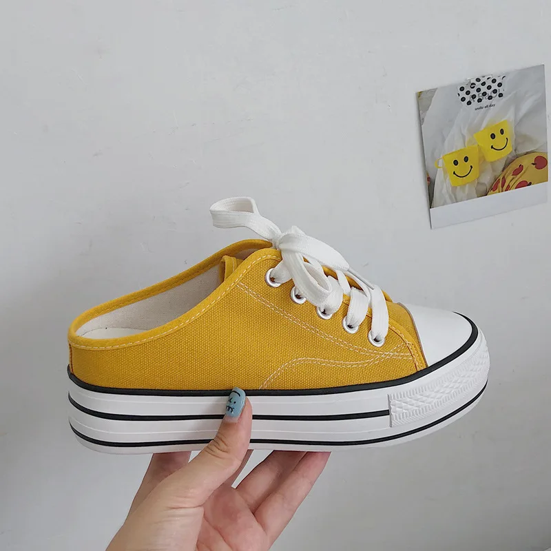 Women's Lace Up Canvas Shoes, Thick Soled Leisure and Comfortable Flat Bottomed Driving Flat Bottomed Shoes, New in Spring,