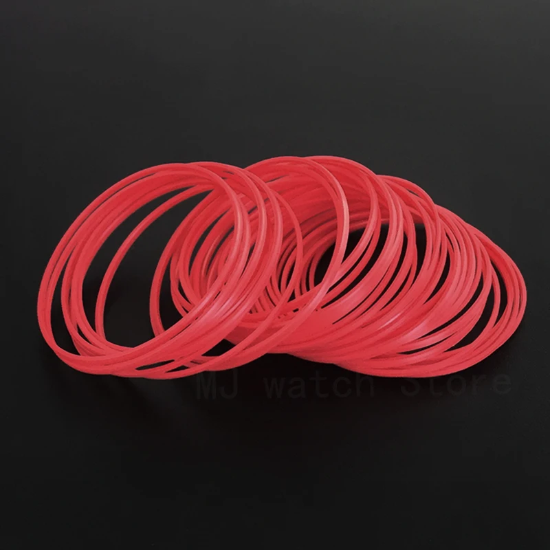 Total 49pcs Red Gasket For Watch Case Back O-Ring  0.85*0.5 0.9*0.6 Parts For TS T41 T063 OMG CK  Substitute Accessories