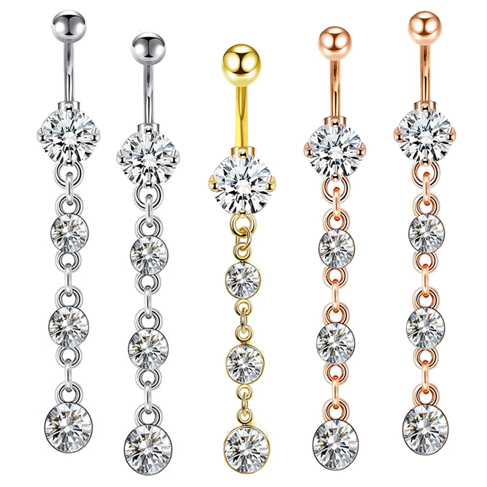 

Wholesales Body Piercing Belly Rings Silver Gold 3 color Navel Piercing Pandent Dangle Belly Nave Barbell Kit Nombril Belly