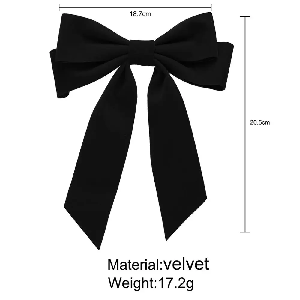 Red Black Velvet Big Bow Hairpin For Women Girls Satin Trendy Ladies Hair Clip Cute Barrette Oversize Floral Hair Accessories