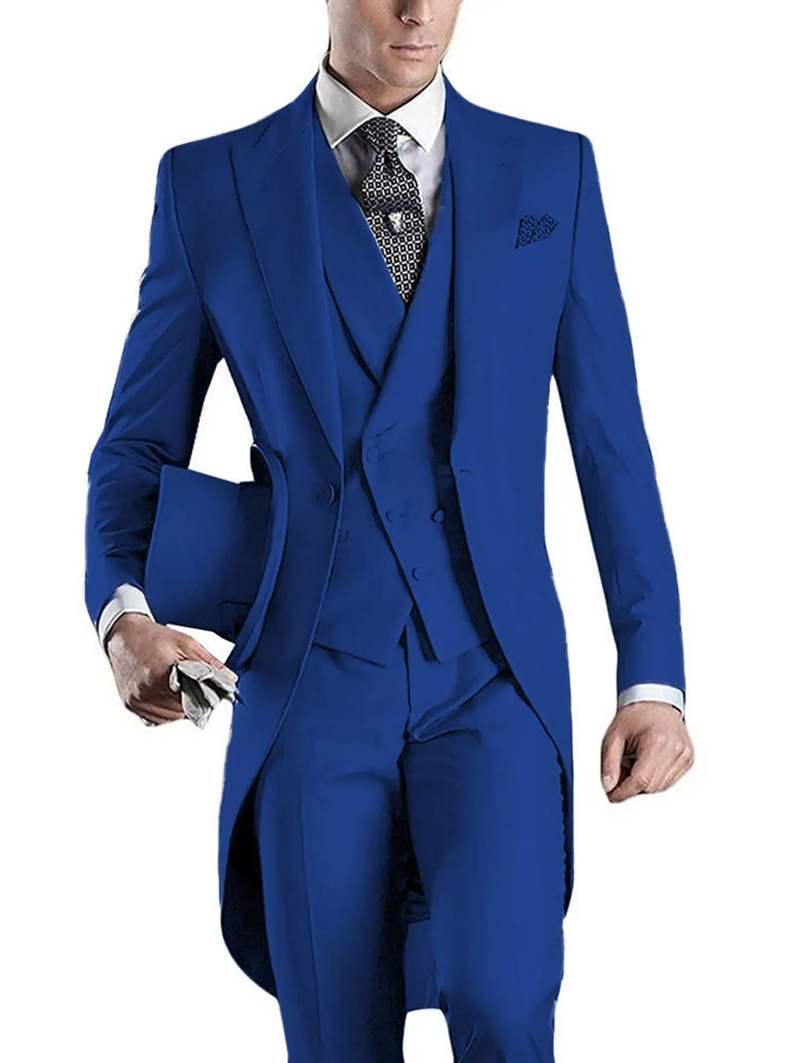 Herren 3 Stück Anzug Casual Formal Business Groomsmen Weiß Burgund Revers Smoking Für Hochzeit (Blazer + Hosen + Weste)