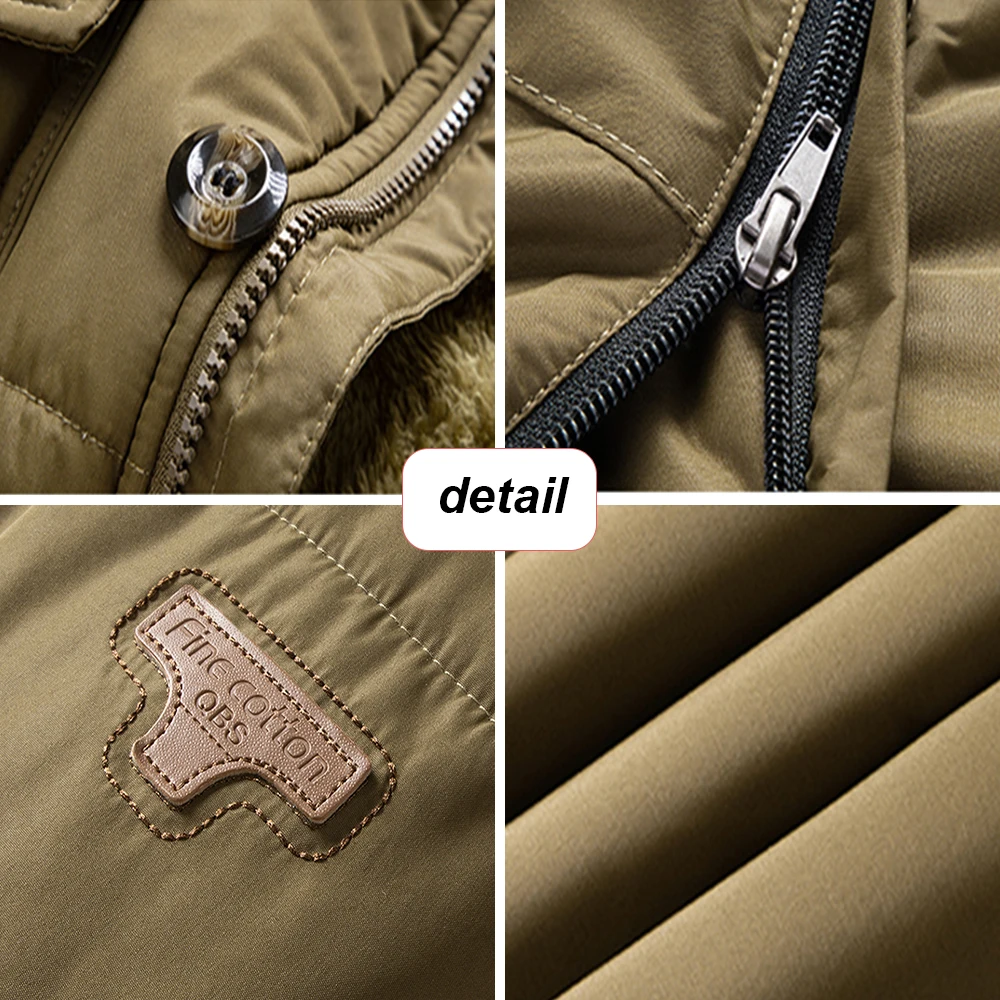 2021 Men Winter Fleece Thicken Warm Parkas Jacket Male Detachable Hooded Fur Collar Coats Fashion Outdoor Windproof Parkas Men