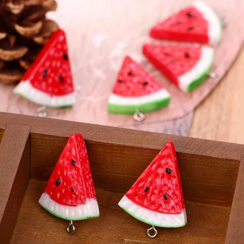 10pcs/pack Fruit Watermelon Resin Charms for Earring Keychain Necklace Pendant Jewlery Oranment Finding DIY Phone Charms Craft