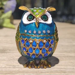Ring Jewelry Owl Art Lovely Crafts Decoration Metal Ornaments Enamel Storage Box Container Creative Gifts Room Modern