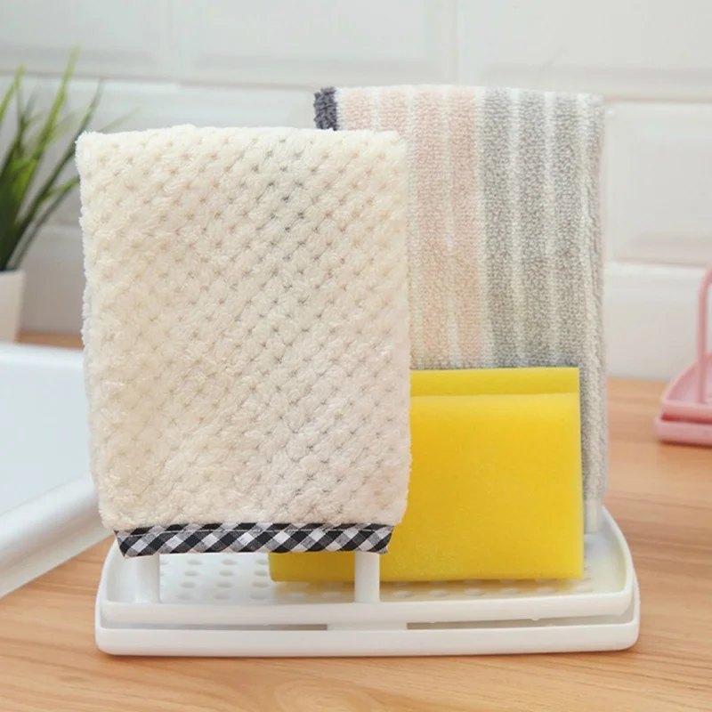 Kitchen Desktop Rag Rack Multi-Function Dish Cloth Drain Punch-free counter top Sink dishcloth sponge drain rack pool organizer