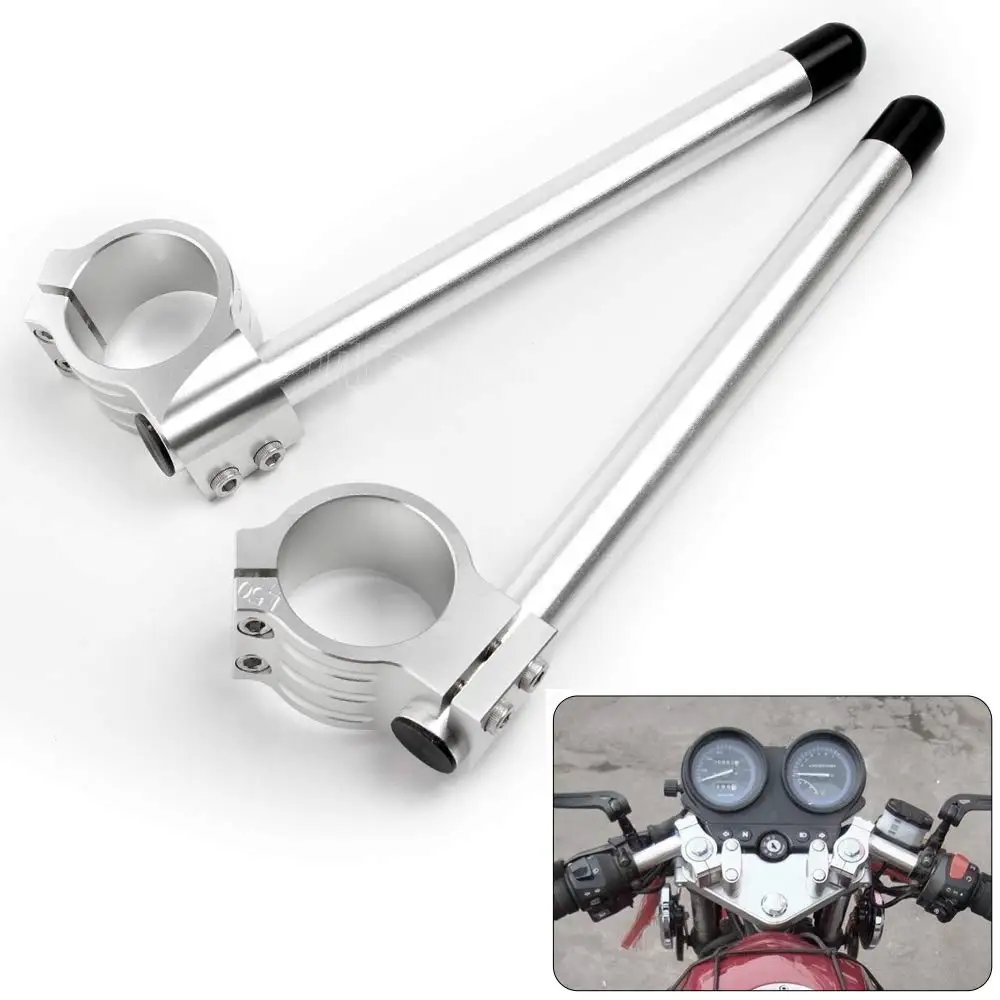 1pair Universal Motorcycle Racing Adjustable Handlebar Chromec 31mm – 52mm Clip On Ons Fork Handle Bar for Cafe Racer Motorbike