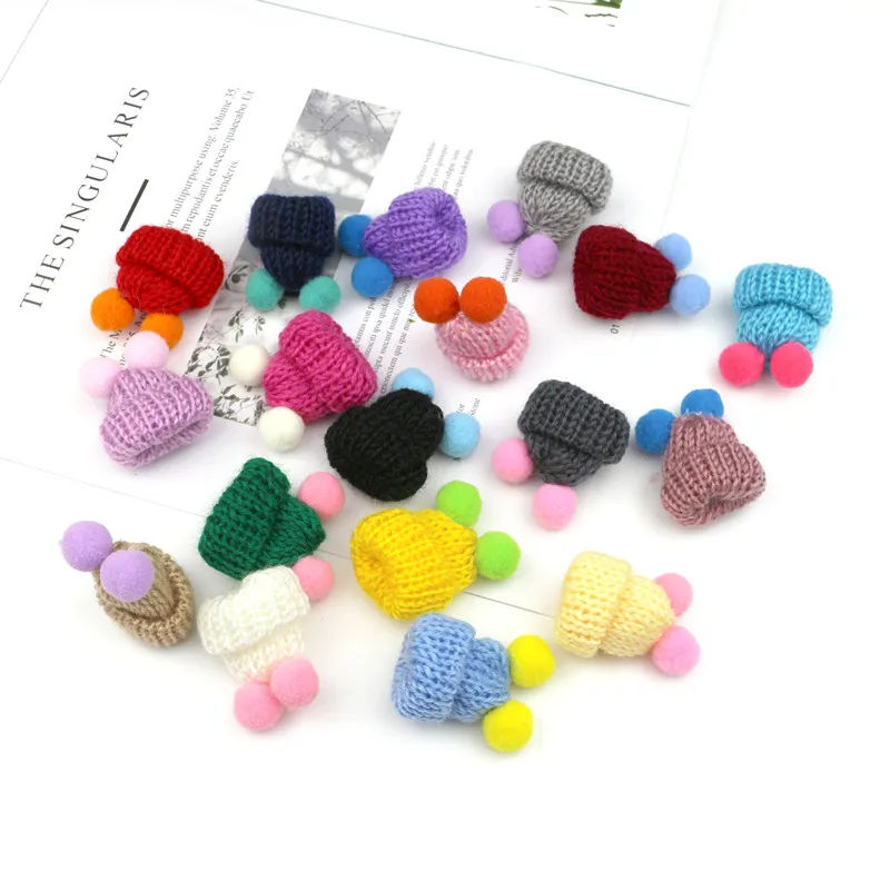 30 pz lavoro a maglia Mini Pompon cappelli fai da te artigianato arte forniture copricapo accessori per capelli spilla uncinetto giocattoli gioielli