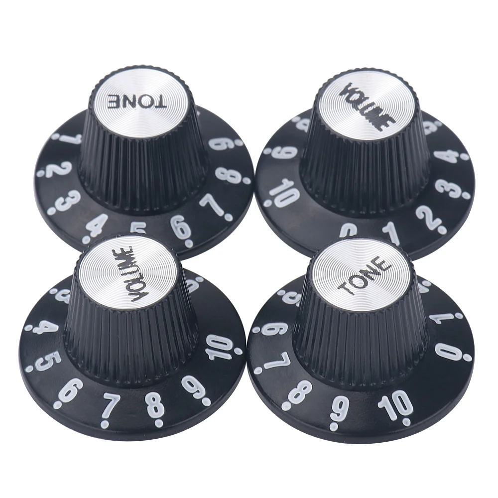 2pcs /4pcs Electric Guitar Knobs Hight Hat Silver Reflector Volume Tone Speed Control Knob for Bass Guitar Accessories