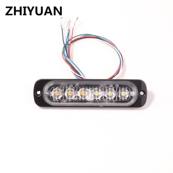 Luz estroboscópica de advertencia Led de sincronización, 6W, estilo de coche, barras de luces intermitentes estroboscópicas para camiones, parrilla, señal de cubierta, lámpara de alarma de emergencia de 12v