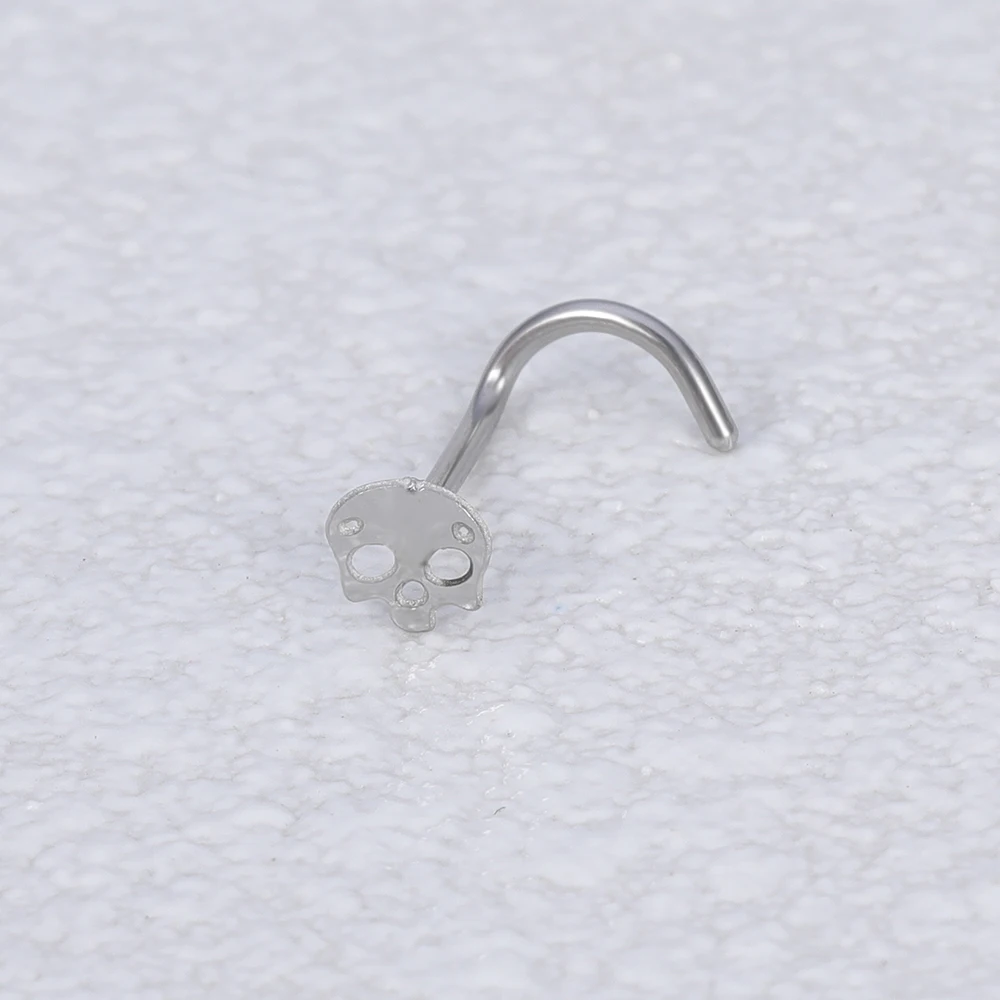 Stainless Steel Moon Heart Skull Nose Stud