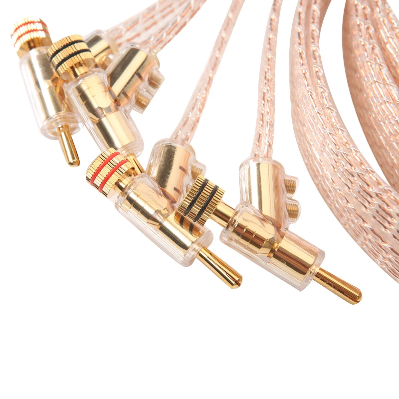 1pair Audiomeca hifi speaker cable speaker cable pocc silver plated copper conductor Gold Plated Banana Plug