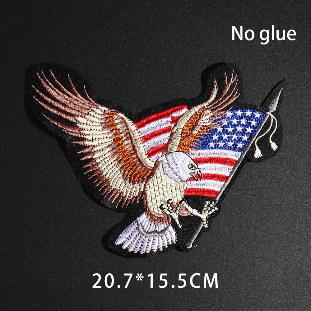 Hot Sale 1Pcs Bald Eagle Sew On Biker Patch USA Flag Punk Patches DIY Stickers For Clothes Embroidery Patch Sewing Accessory