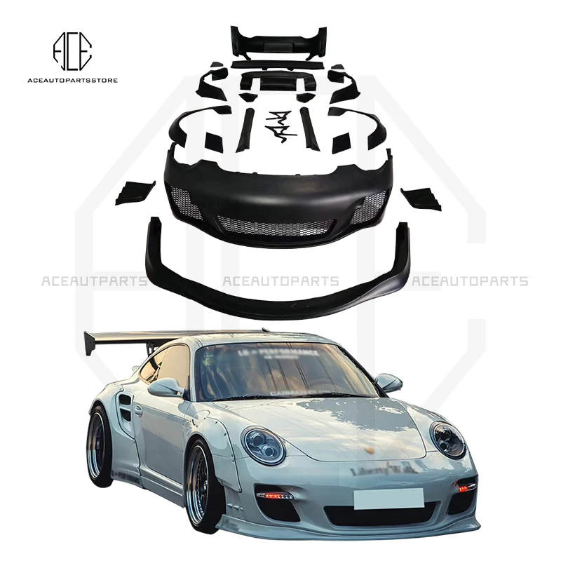 

Fit for Porsche-997 fiberglass front rear bumper lips wheel brow side skirt rear wing spoilers modified LB Style Body Kits