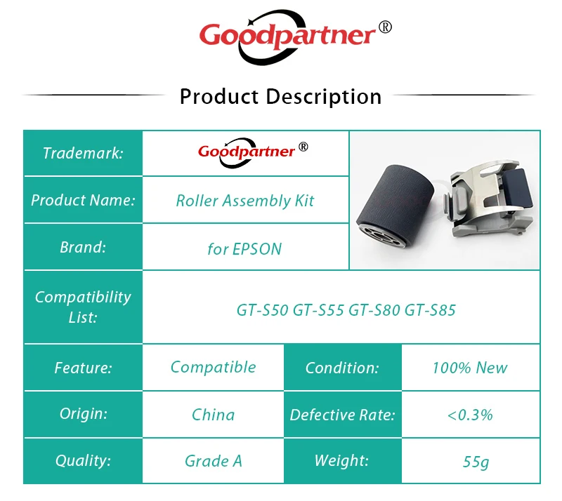 1X B12B813421 Pickup Roller Separation Pad Kit for EPSON GT-S50 GT-S55 GT-S80 GT-S85 / S85N S80N S55N S50N Scanner