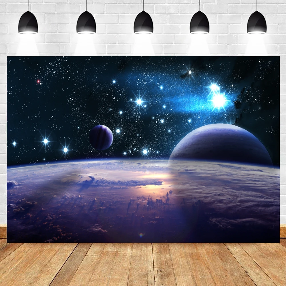 

Universe Backdrop Space Photography Background Earth Surface Planet Stars Kids Astronaut Decoration Birthday Party Background